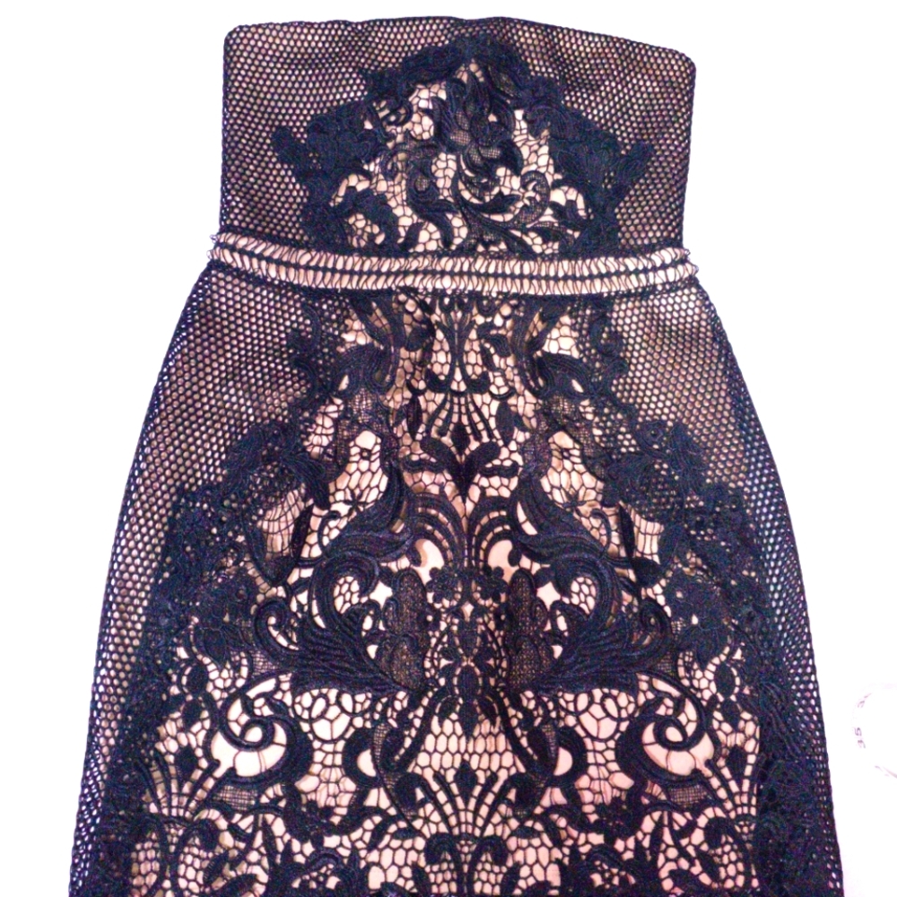 EXPRESS Strapless Floral LaserCut Evening Mini Dress Y2K